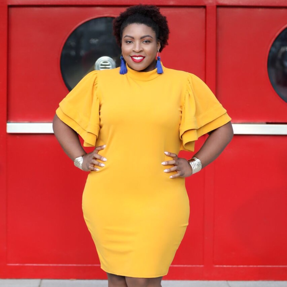 Yellow Flounce sleeve dress